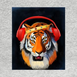 Double Eyed Dj Tiger with Red Headphone T-Shirt